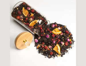 Чёрный чай Монастырский с апельсином, розой и земляникой